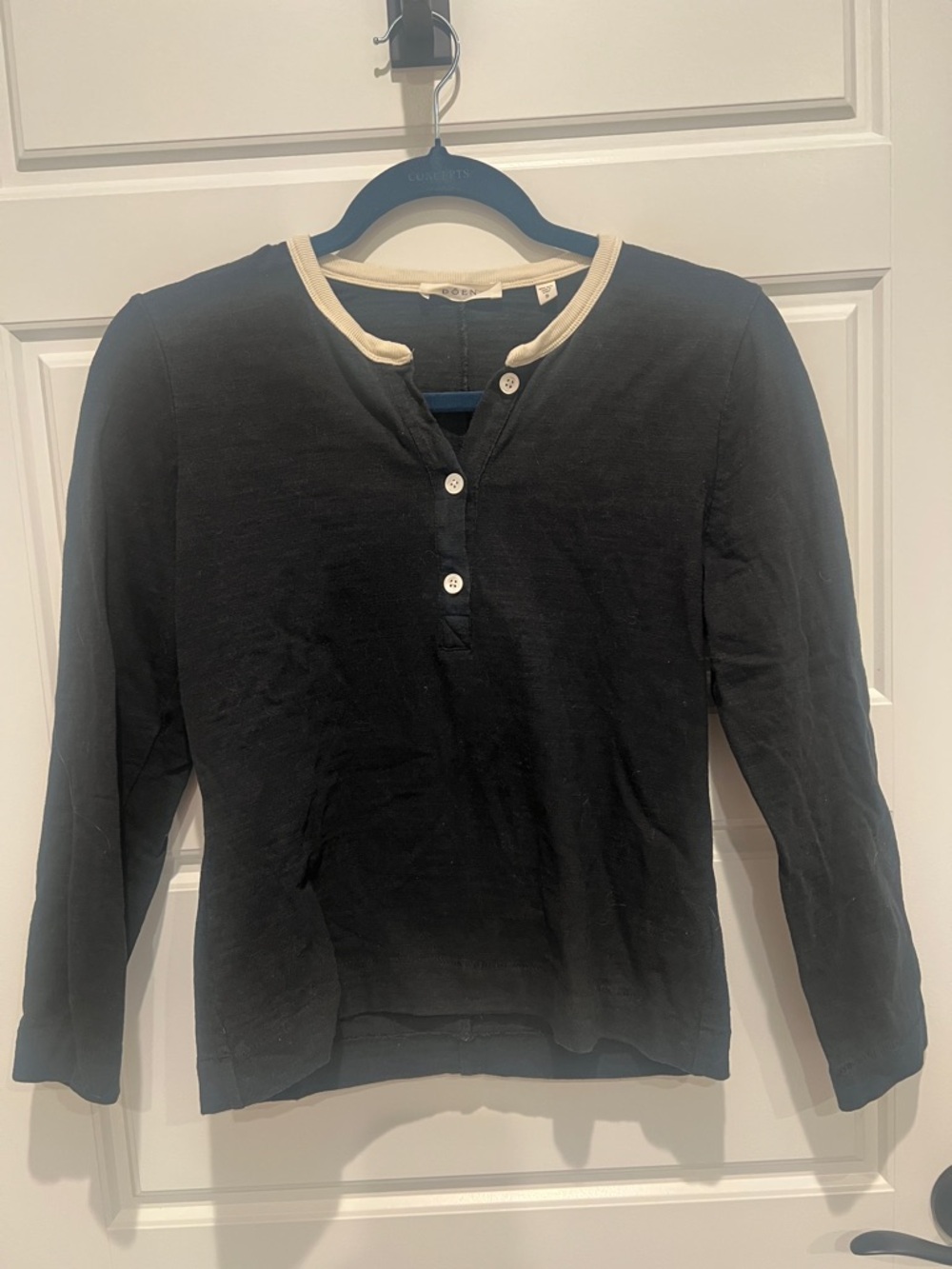 Doen Black Top with Cream Trim